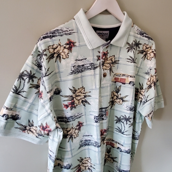 NWOT Windham Pointe M Vintage 90s Eclectic Grandpa Tropical Cars Hawaiian Polo - Picture 7 of 11